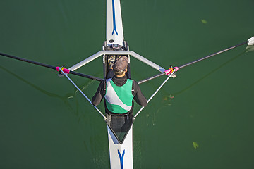 Image showing Young Man paddling