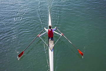 Image showing Young Man paddling