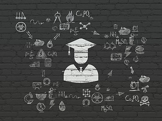 Image showing Science concept: Student on wall background