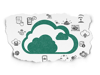 Image showing Cloud computing concept: Cloud on Torn Paper background
