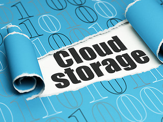 Image showing Cloud technology concept: black text Cloud Storage under the piece of  torn paper