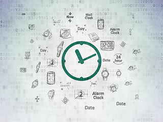 Image showing Timeline concept: Clock on Digital Paper background