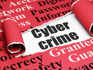 Image showing Safety concept: black text Cyber Crime under the piece of  torn paper