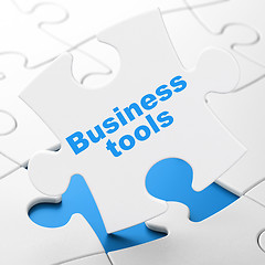 Image showing Finance concept: Business Tools on puzzle background