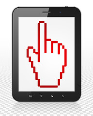 Image showing Web design concept: Tablet Pc Computer with Mouse Cursor on display