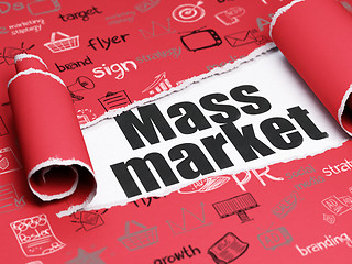 Image showing Advertising concept: black text Mass Market under the piece of  torn paper