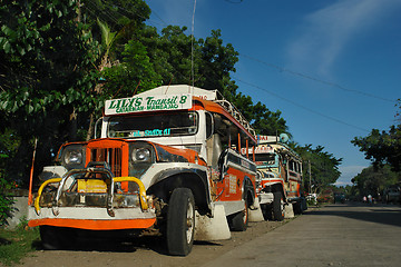 Image showing Parked Philippine Jeepney near road