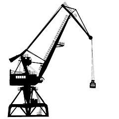 Image showing Working crane in sea port for cargo industry design. illustration