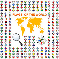 Image showing Set Flags of world sovereign states. illustration