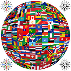 Image showing Set Flags of world sovereign states. illustration