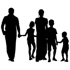 Image showing Black silhouettes Family on white background. 