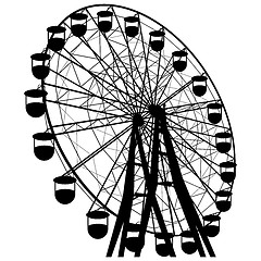 Image showing Silhouette atraktsion colorful ferris wheel. illustration
