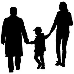 Image showing Black silhouettes Family on white background. 