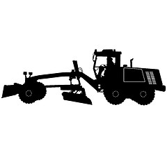 Image showing Silhouette of a heavy road grader. illustration