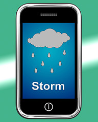 Image showing Showers On Phone Means Rain Rainy Weather