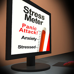 Image showing Stress Meter On Laptop Showing Panic Attack