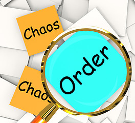 Image showing Chaos Order Post-It Papers Show Disorganized Or Ordered