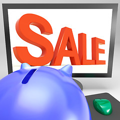 Image showing Sale On Monitor Shows Promotional Prices