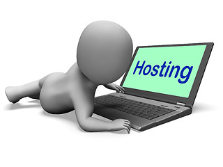 Image showing Hosting Character Laptop Shows Www Internet Or Website Host