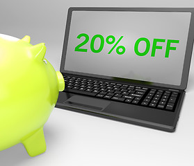 Image showing Twenty Percent Off On Notebook Showing Special Offers