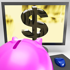 Image showing Dollar Symbol On Monitor Shows American Success