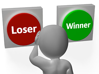 Image showing Loser Winner Buttons Show Gambler Or Loser