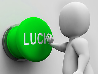 Image showing Luck Button Shows Gambling Fortunate And Risk