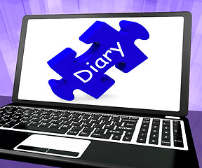 Image showing Diary Laptop Shows Web Planning Or Scheduling