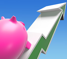 Image showing Climbing Piggy Shows Growing Investment Or Savings