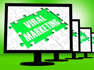 Image showing Viral Marketing On Monitors Showing Communities Advertisement