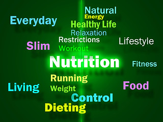 Image showing Nutrition Words Shows Healthy Food Vitamins Nutrients And Nutrit