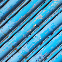 Image showing blue abstract metal in englan london railing steel and backgroun