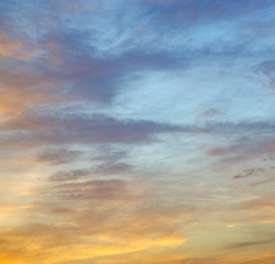 Image showing the sunrise in  colored sky white soft clouds and abstract backg