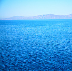 Image showing greece from the boat  islands in mediterranean sea and sky