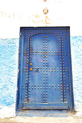 Image showing historical marble  in  antique building door morocco     blue