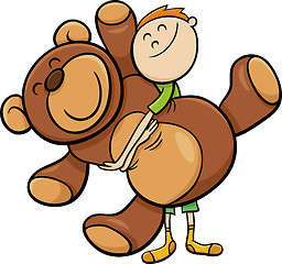 Image showing boy with big teddy cartoon