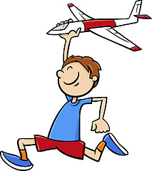 Image showing boy with toy plane cartoon