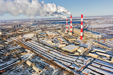 Image showing City power plant in winter season. Tyumen. Russia