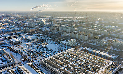Image showing Residential district with TV towers. Tyumen