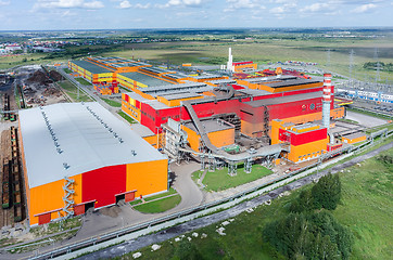 Image showing Aerial view on iron and steel works factory. Russia