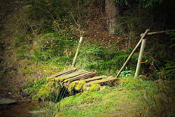 Image showing small damaged wooden bridge