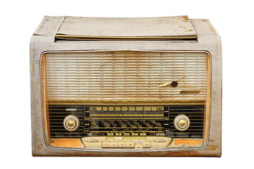 Image showing old weathered wooden radio