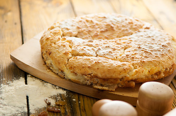 Image showing delicious home made cake on the wooden table