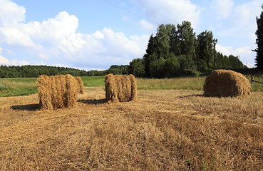 Image showing hay stacks straw  