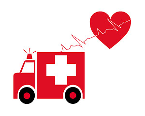 Image showing Ambulance heart with cardiogram