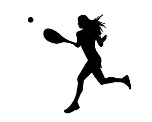 Image showing woman tennis player running for Ball