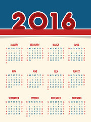 Image showing Flat style 2016 calendar design