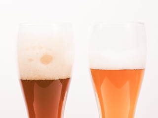 Image showing Retro looking Two glasses of German beer