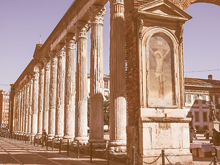 Image showing Retro looking Colonne di San Lorenzo Milan