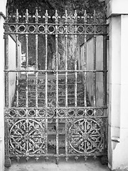 Image showing Black and white Old gate